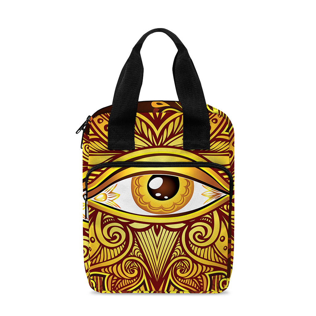 Gold All Seeing Eye Print Bible Tote Bag