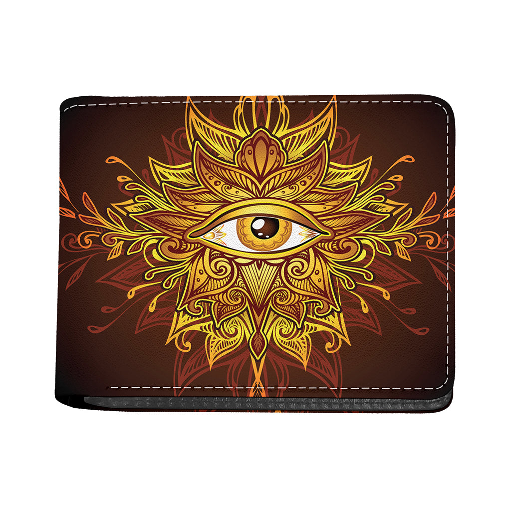 Gold All Seeing Eye Print Bifold Wallet