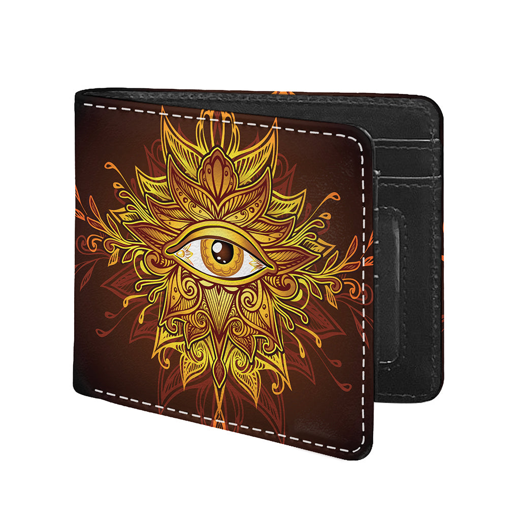 Gold All Seeing Eye Print Bifold Wallet