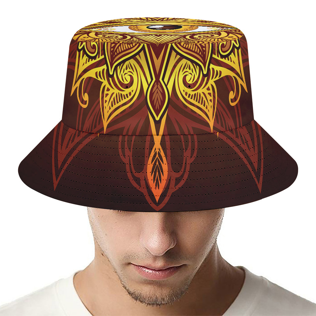 Gold All Seeing Eye Print Bucket Hat