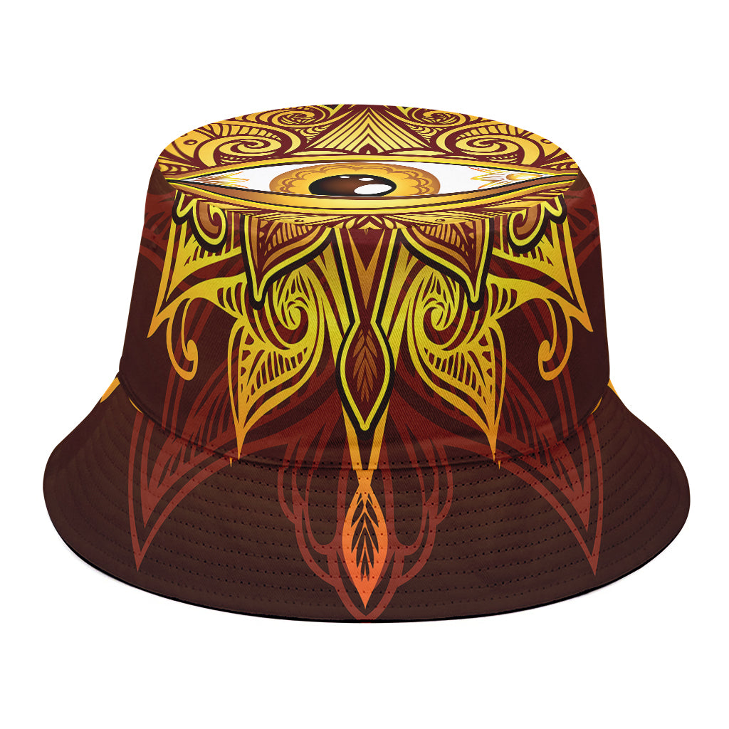 Gold All Seeing Eye Print Bucket Hat