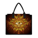 Gold All Seeing Eye Print Canvas Tote Bag