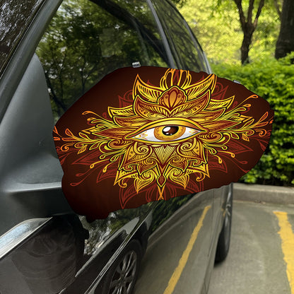 Gold All Seeing Eye Print Car Side Mirror Covers