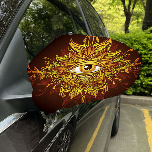 Gold All Seeing Eye Print Car Side Mirror Covers