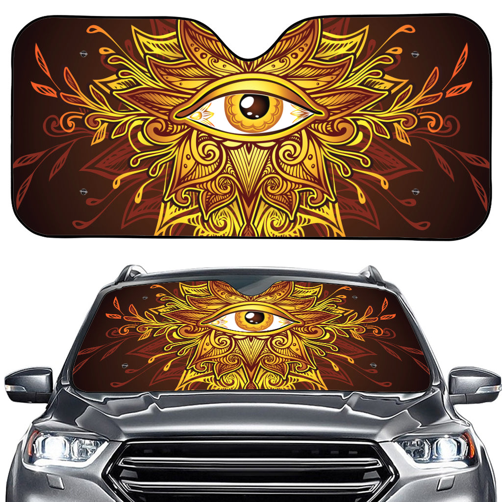 Gold All Seeing Eye Print Car Windshield Sun Shade