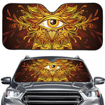 Gold All Seeing Eye Print Car Windshield Sun Shade