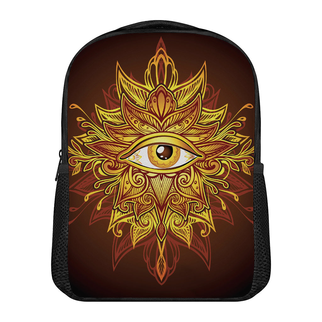 Gold All Seeing Eye Print Casual Backpack