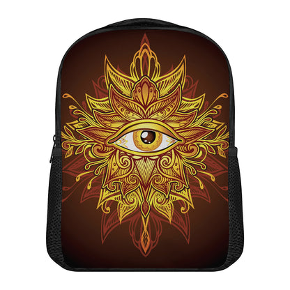 Gold All Seeing Eye Print Casual Backpack