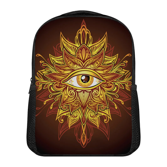Gold All Seeing Eye Print Casual Backpack