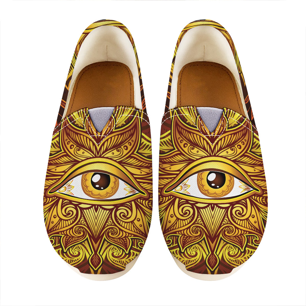 Gold All Seeing Eye Print Casual Shoes