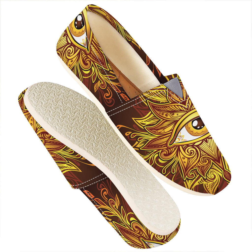 Gold All Seeing Eye Print Casual Shoes