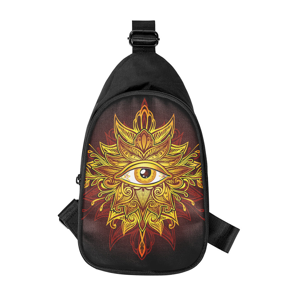 Gold All Seeing Eye Print Chest Bag