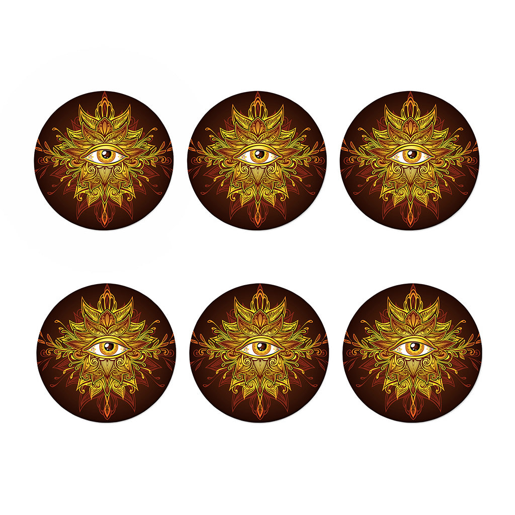 Gold All Seeing Eye Print Coaster Set