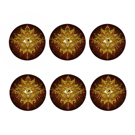 Gold All Seeing Eye Print Coaster Set