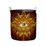 Gold All Seeing Eye Print Collapsible Laundry Basket