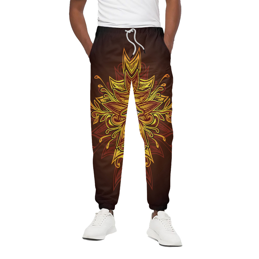 Gold All Seeing Eye Print Cotton Pants