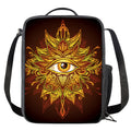 Gold All Seeing Eye Print Crossbody Lunch Bag