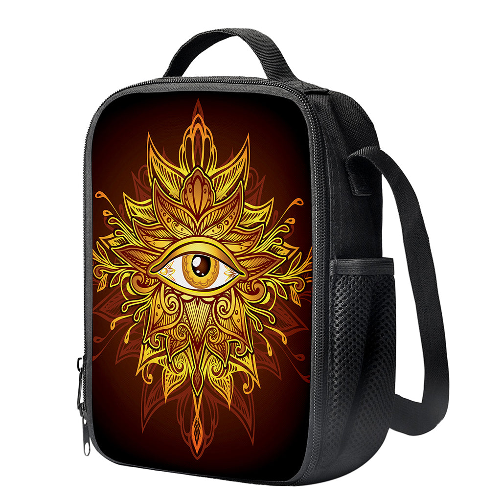 Gold All Seeing Eye Print Crossbody Lunch Bag