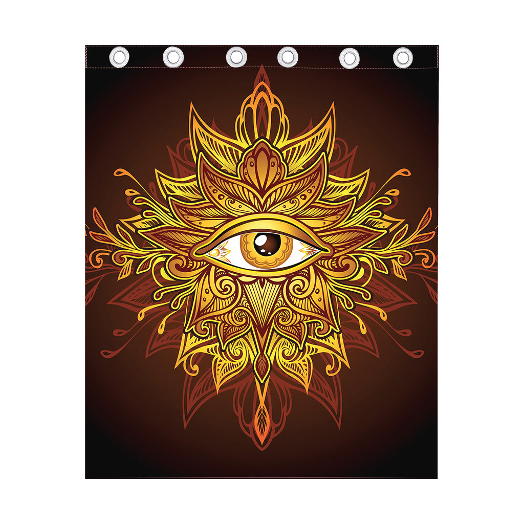 Gold All Seeing Eye Print Curtain