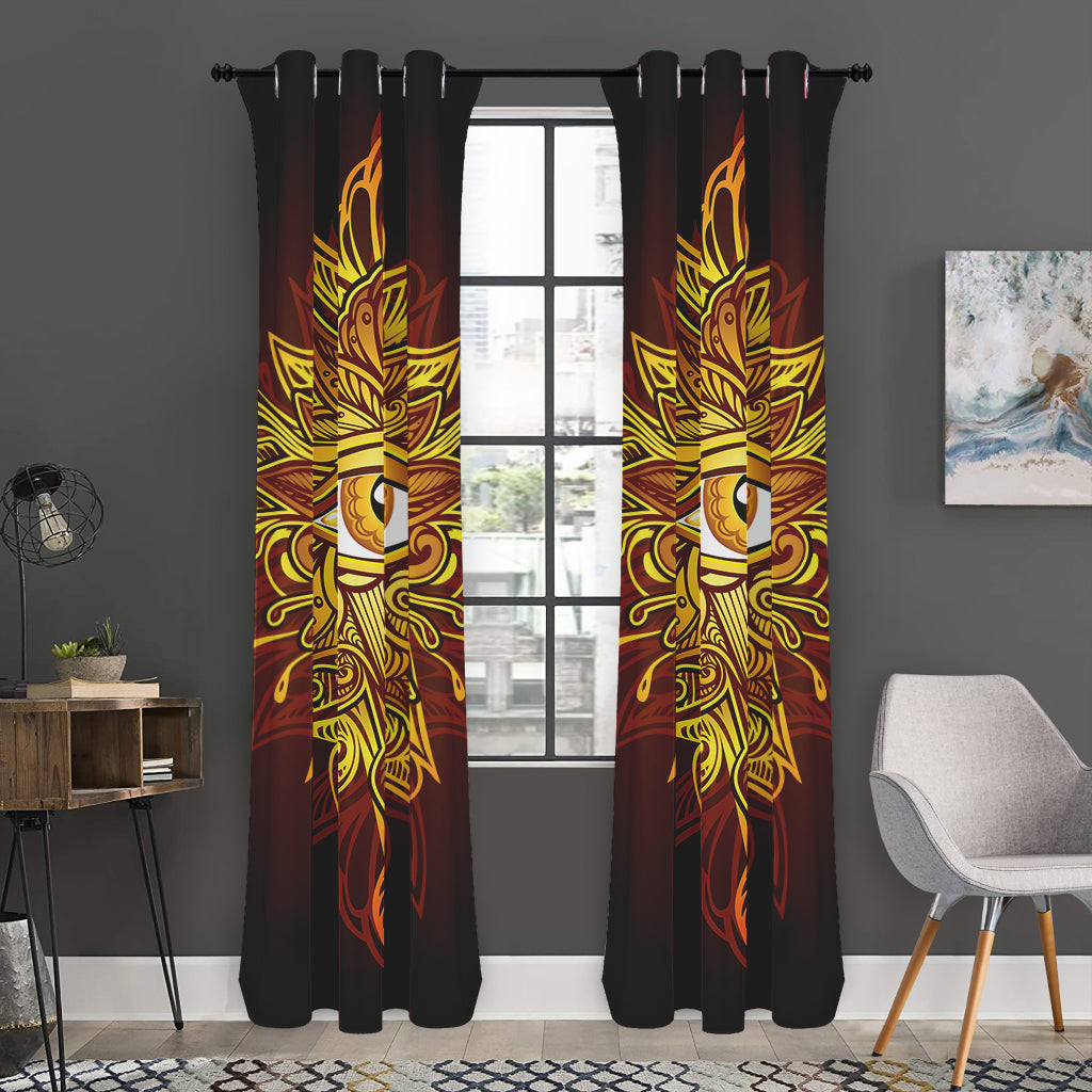 Gold All Seeing Eye Print Curtain