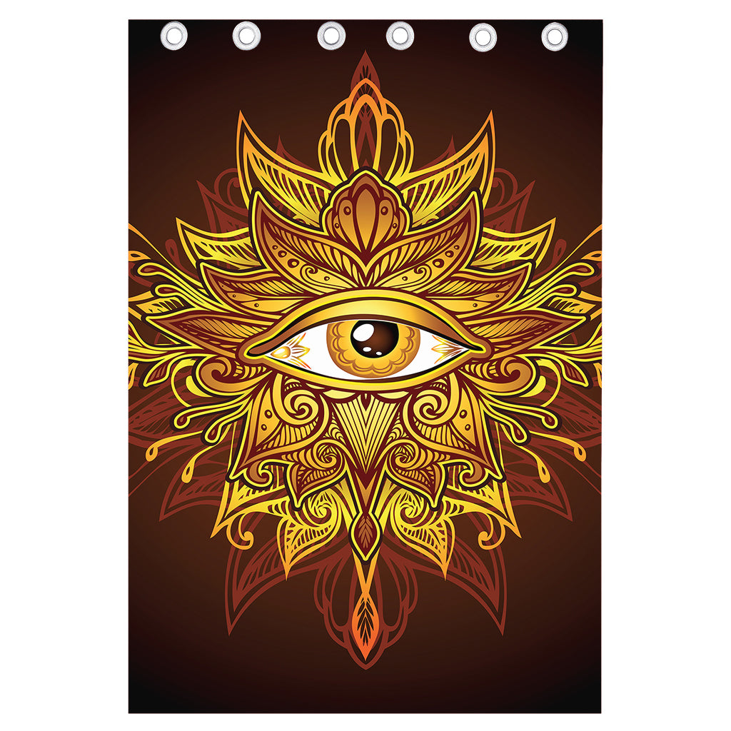 Gold All Seeing Eye Print Curtain