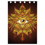 Gold All Seeing Eye Print Curtain