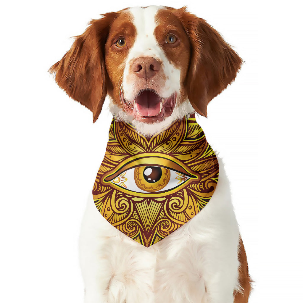 Gold All Seeing Eye Print Dog Bandana