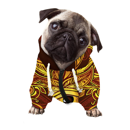 Gold All Seeing Eye Print Dog Zip Up Hoodie
