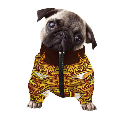 Gold All Seeing Eye Print Dog Zip Up Jacket