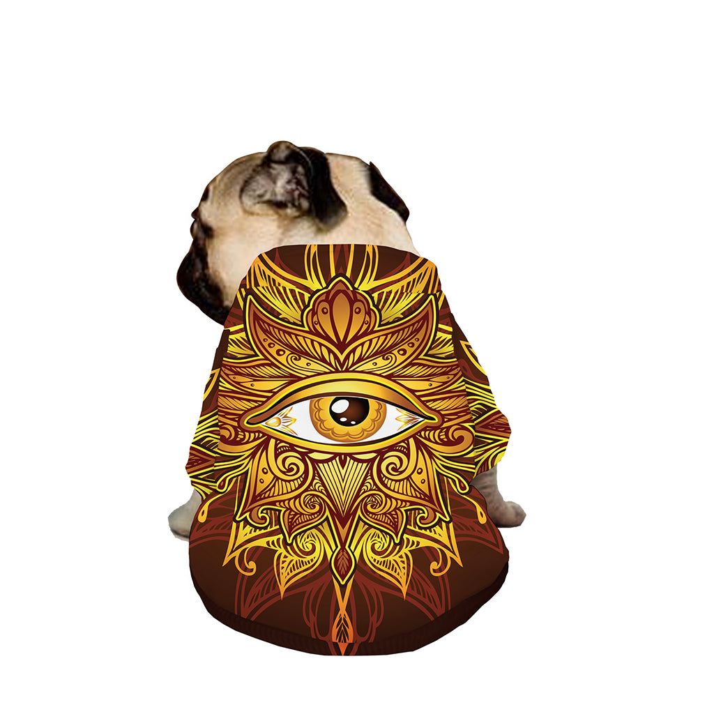 Gold All Seeing Eye Print Dog Zip Up Jacket
