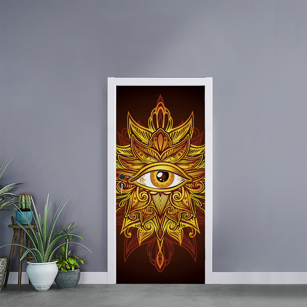 Gold All Seeing Eye Print Door Sticker