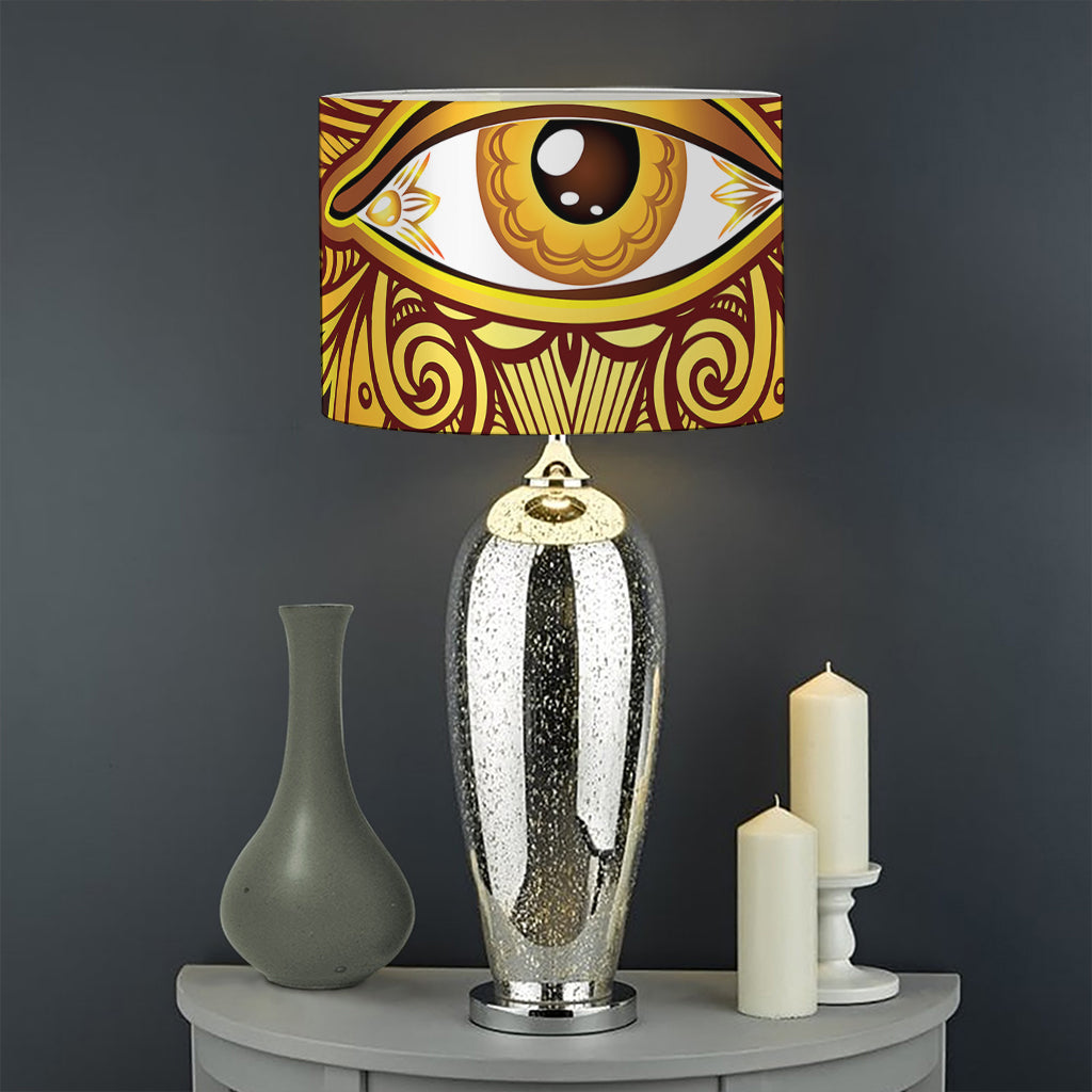 Gold All Seeing Eye Print Drum Lamp Shade