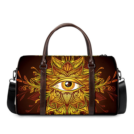Gold All Seeing Eye Print Duffle Bag