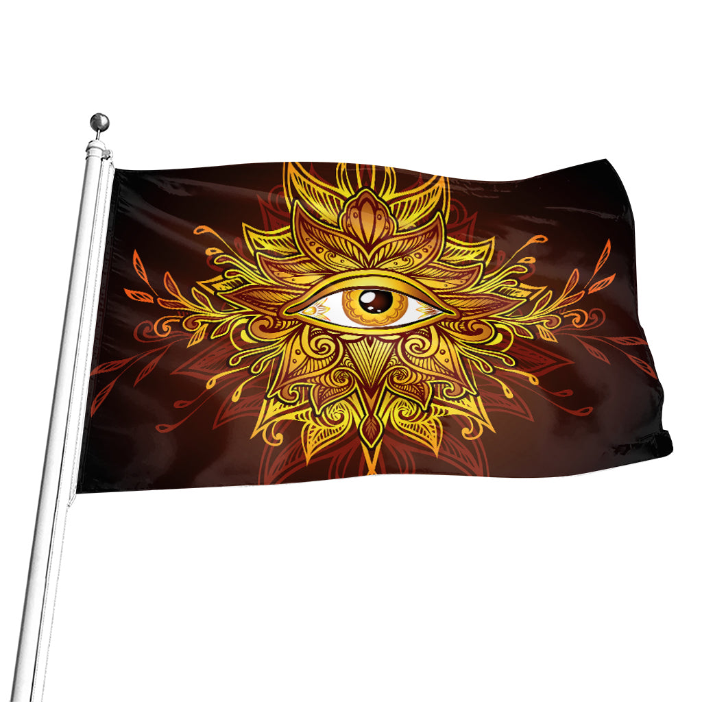 Gold All Seeing Eye Print Flag