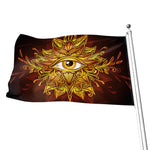 Gold All Seeing Eye Print Flag