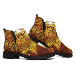 Gold All Seeing Eye Print Flat Ankle Boots