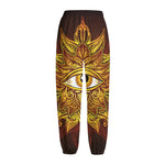 Gold All Seeing Eye Print Fleece Lined Knit Pants