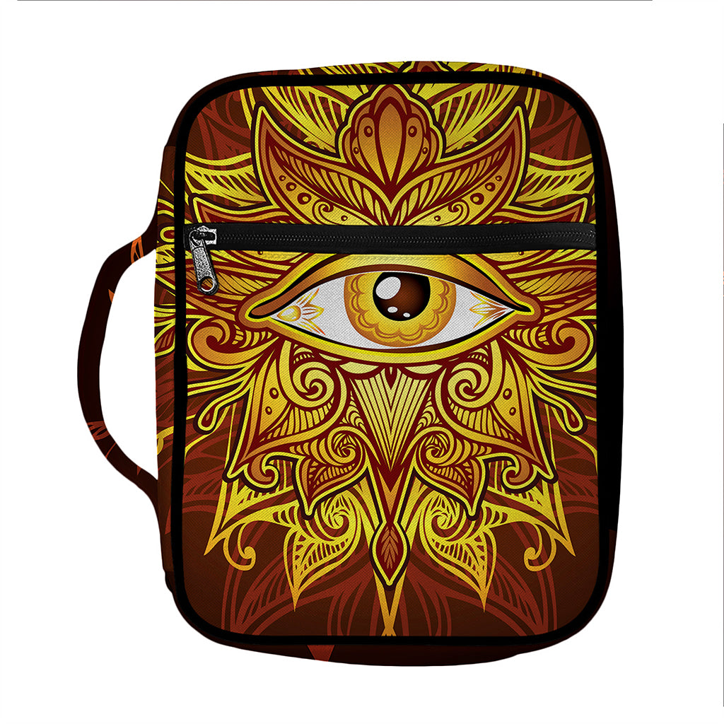 Gold All Seeing Eye Print Front Pocket Bible Bag
