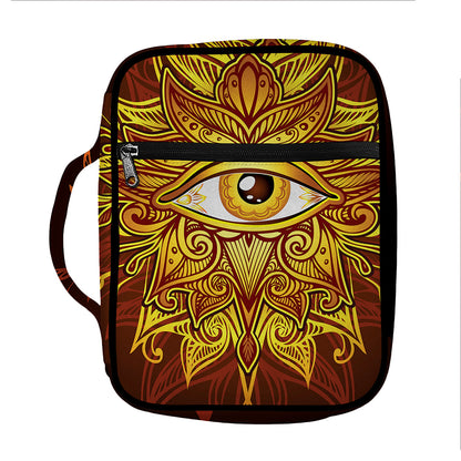 Gold All Seeing Eye Print Front Pocket Bible Bag