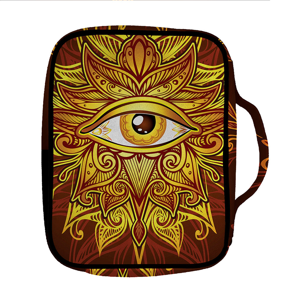 Gold All Seeing Eye Print Front Pocket Bible Bag