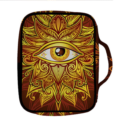 Gold All Seeing Eye Print Front Pocket Bible Bag