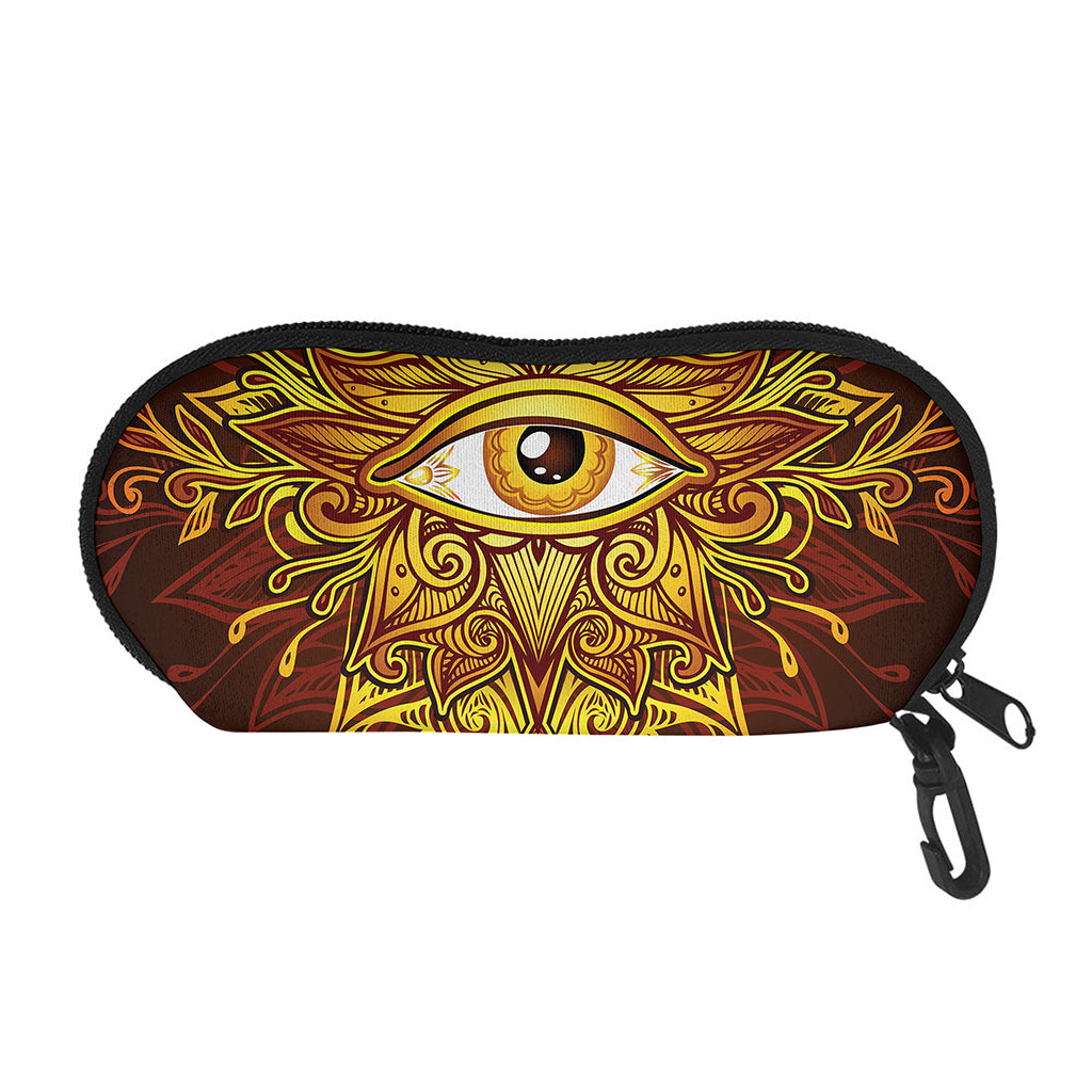Gold All Seeing Eye Print Glasses Case