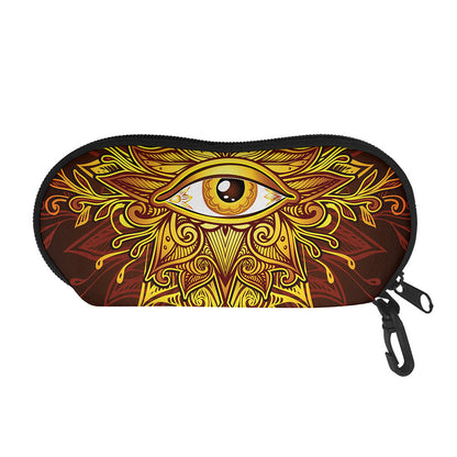 Gold All Seeing Eye Print Glasses Case