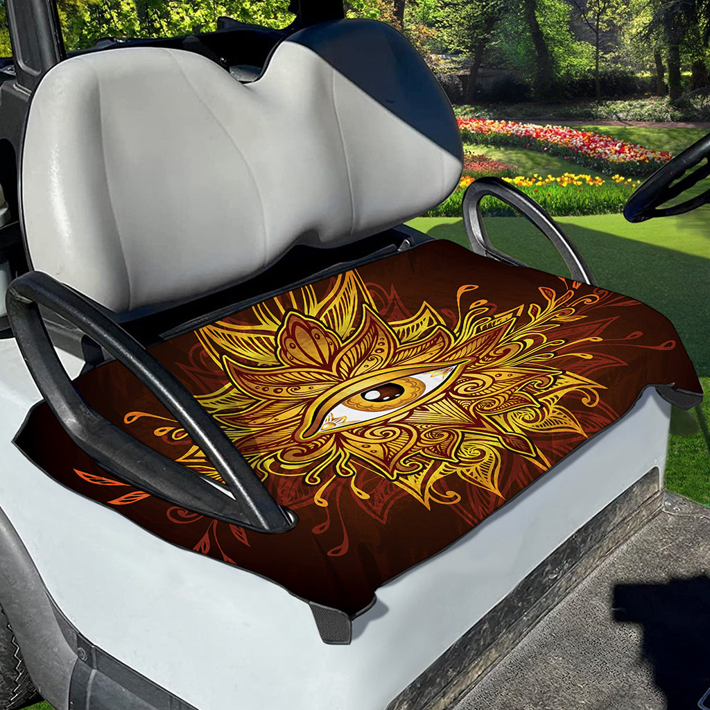 Gold All Seeing Eye Print Golf Cart Seat Cover