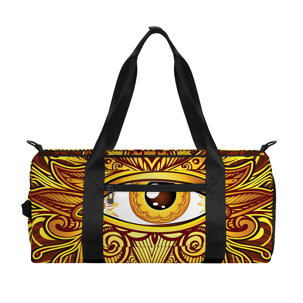 Gold All Seeing Eye Print Gym Bag
