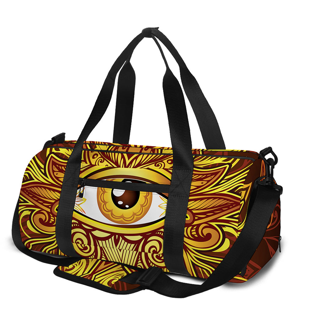 Gold All Seeing Eye Print Gym Bag