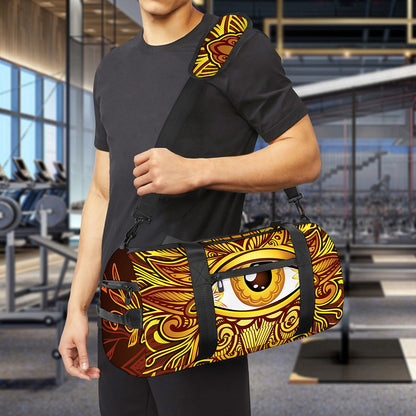 Gold All Seeing Eye Print Gym Bag
