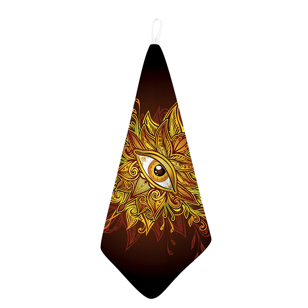 Gold All Seeing Eye Print Hand Towel