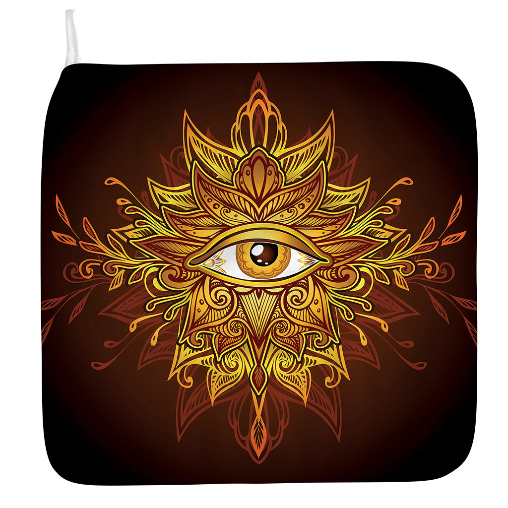 Gold All Seeing Eye Print Hand Towel