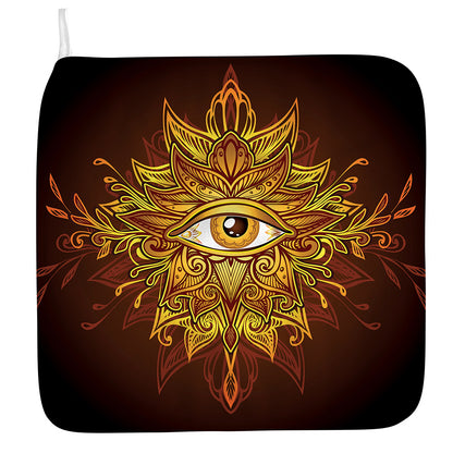 Gold All Seeing Eye Print Hand Towel